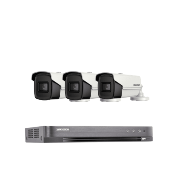 عدد 3 كاميرات 8 ميجا انالوج 60 متر + جهاز تسجيل 4 قنوات يدعم حتي 8 ميجا