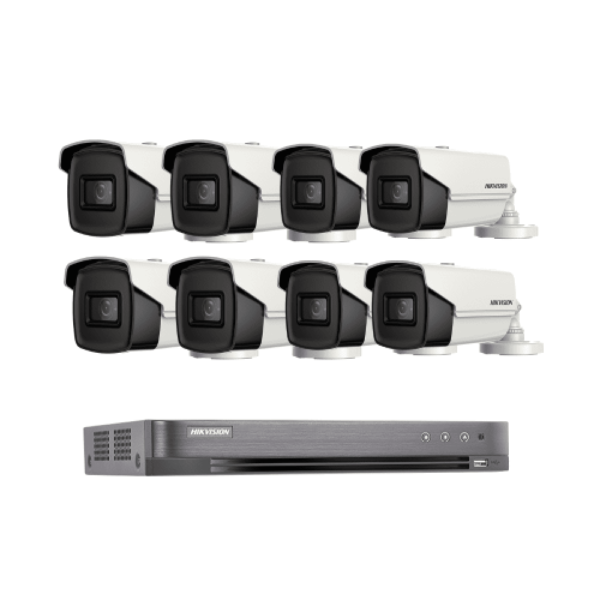 عدد 8 كاميرات 8 ميجا انالوج 60 متر + جهاز تسجيل 8 قنوات يدعم حتي 8 ميجا